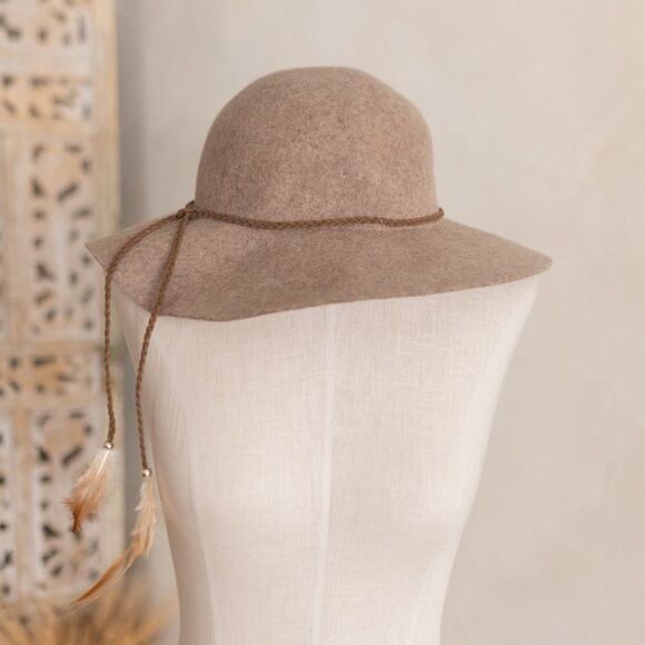 American Eagle Outfitters Wool Wide Brim Floppy Hat with Feathers One Size - Picture 6 of 9